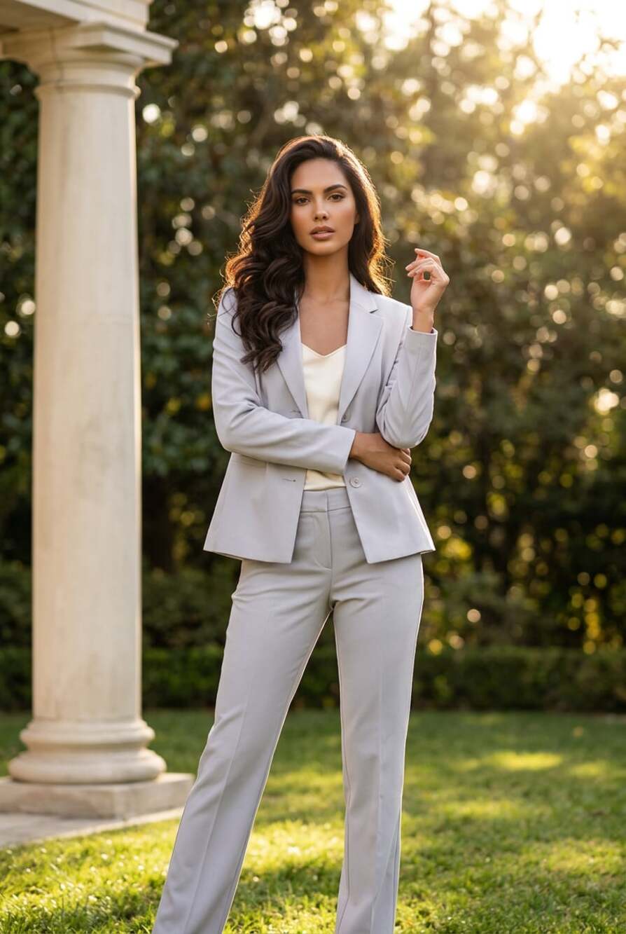 Le Suit Petite Women's Solid Light Lilac Two-Piece Pant Suit